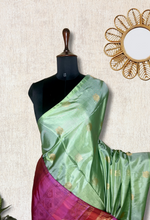 Load image into Gallery viewer, Handwoven Art Silk Saree - Spring Green + Cannon Pink
