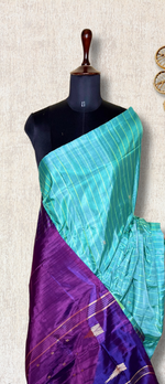 Load image into Gallery viewer, Handwoven Art Silk Saree -  Fountain Blue+ Vivid Violet
