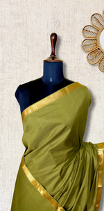 Load image into Gallery viewer, Handwoven Mangalgiri Cotton Saree -  Lemon Ginger + Gold
