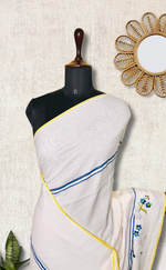 Load image into Gallery viewer, Handwoven Cotton Saree - Pearl White
