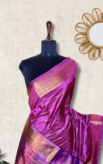 Load image into Gallery viewer, Handwoven Art Silk Saree - Vivid Violet + Persian Indigo
