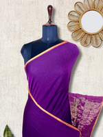Load image into Gallery viewer, Handwoven Cotton Saree -  Electric Purple + Gold
