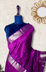 Load image into Gallery viewer, Handwoven Maheshwari Silk Cotton Saree -  Electric Violet + Gold
