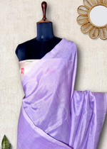 Load image into Gallery viewer, Handwoven silk cotton saree - Lilac + Silk Cream Tissue
