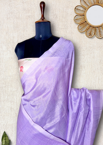 Handwoven silk cotton saree - Lilac + Silk Cream Tissue