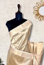 Load image into Gallery viewer, Handwoven Maheshwari Silk Cotton Saree - Royal Golden
