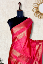 Load image into Gallery viewer, Handwoven Art Silk Saree -   Persian Red

