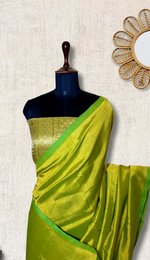 Load image into Gallery viewer, Handwoven silk cotton saree - Bold Green Yellow
