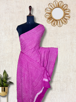Load image into Gallery viewer, Handblock Printed Silk Cotton Saree -  Cardinal Pink + Swiss White
