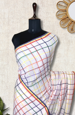 Load image into Gallery viewer, Handwoven Cotton Saree - Aishu Checks
