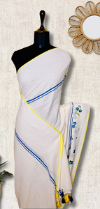 Handwoven Cotton Saree - Pearl White