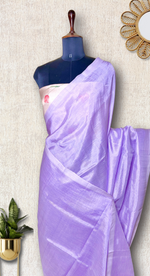 Load image into Gallery viewer, Handwoven silk cotton saree - Lilac + Silk Cream Tissue
