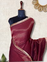 Load image into Gallery viewer, Handwoven Cotton Saree -  Persian Brown + Gold
