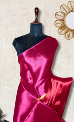 Load image into Gallery viewer, Handwoven Cotton Tissue Saree - Magenta Red+ Persian Rose
