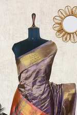 Load image into Gallery viewer, Handwoven Art Silk Saree -  Dusty Gray +  Outrageous Orange
