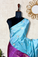 Load image into Gallery viewer, Handwoven Art Silk Saree -  Blizzard Blue + Fuchsia Purple

