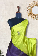 Load image into Gallery viewer, Handwoven Art Silk Saree -  Earls Green +  Lavender Purple
