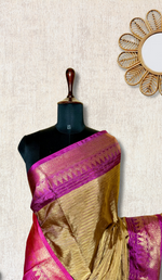 Load image into Gallery viewer, Handwoven Art Silk Saree -  Husk Brown + French Rose
