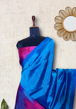 Load image into Gallery viewer, Handwoven Silk Cotton Saree - Tory Blue + Disco Purple
