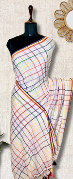 Load image into Gallery viewer, Handwoven Cotton Saree - Aishu Checks
