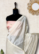 Load image into Gallery viewer, Handwoven silk cotton saree - Ivory + Silk Peach Tissue
