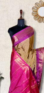 Load image into Gallery viewer, Handwoven Art Silk Saree -  Husk Brown + French Rose
