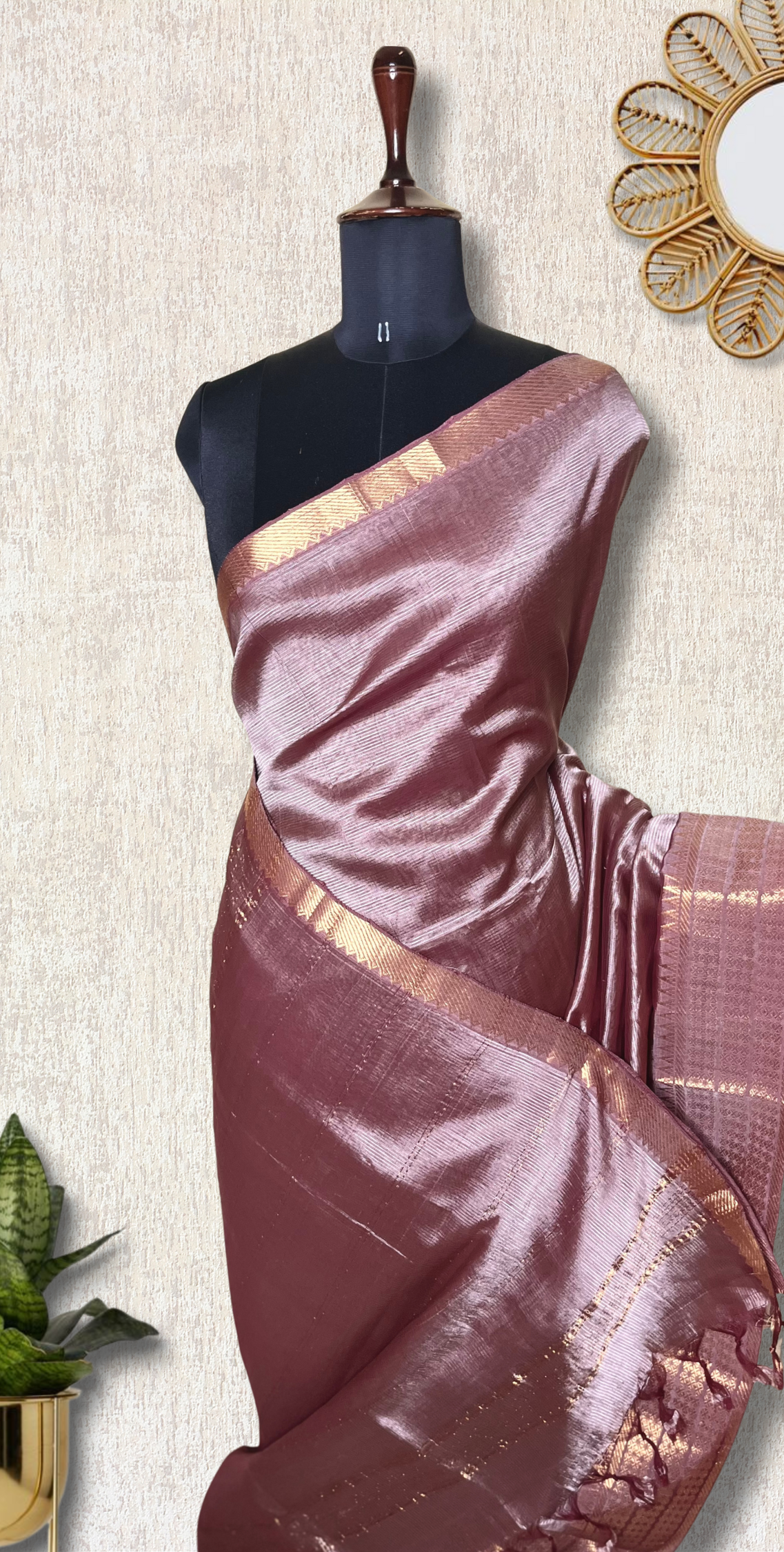 Handwoven Mangalgiri Silk Cotton Saree - Maverick + Gold