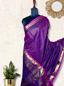 Chettinad Cotton Saree - Grape Violet + Magenta