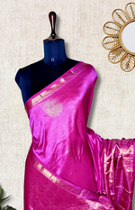 Load image into Gallery viewer, Handwoven Silk Cotton Saree - Persian Rose Pink
