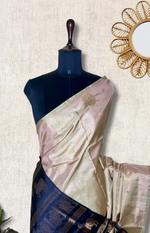 Load image into Gallery viewer, Handwoven Art Silk Saree - Stark Cream + Black Pearl
