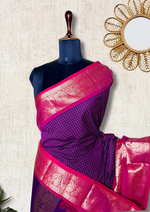 Load image into Gallery viewer, Kanchi Cotton Saree - Trendy Purple + Brilliant Rose
