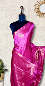 Load image into Gallery viewer, Handwoven Silk Cotton Saree - Persian Rose Pink
