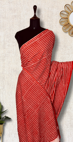 Load image into Gallery viewer, Handblock Printed Cotton Saree -  Persian Orange + Swiss White
