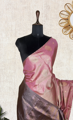 Load image into Gallery viewer, Handwoven Art Silk Saree - Persian Pink +  Suva Gray
