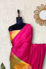 Load image into Gallery viewer, Handwoven Silk Cotton Saree - Persian Rose + Bright Sun
