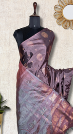 Load image into Gallery viewer, Handwoven Art Silk Saree - Congo Brown +  Rose Bud Cherry
