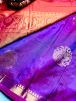 Load image into Gallery viewer, Handwoven Silk Cotton Saree - Royal purple + Flamingo Orange
