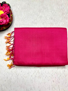 Handwoven Silk Cotton Saree - Persian Rose + Bright Sun