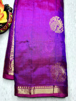 Load image into Gallery viewer, Handwoven Silk Cotton Saree - Royal purple + Flamingo Orange
