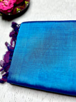 Load image into Gallery viewer, Handwoven Silk Cotton Saree - Tory Blue + Disco Purple
