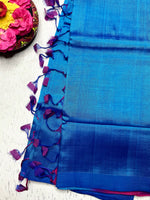 Load image into Gallery viewer, Handwoven Silk Cotton Saree - Tory Blue + Disco Purple
