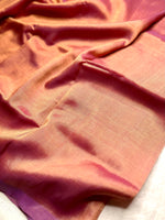 Load image into Gallery viewer, Handwoven Silk Cotton Saree - Apricot Orange + Bay Blue
