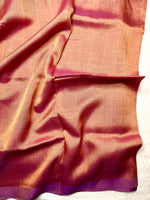 Load image into Gallery viewer, Handwoven Silk Cotton Saree - Apricot Orange + Bay Blue
