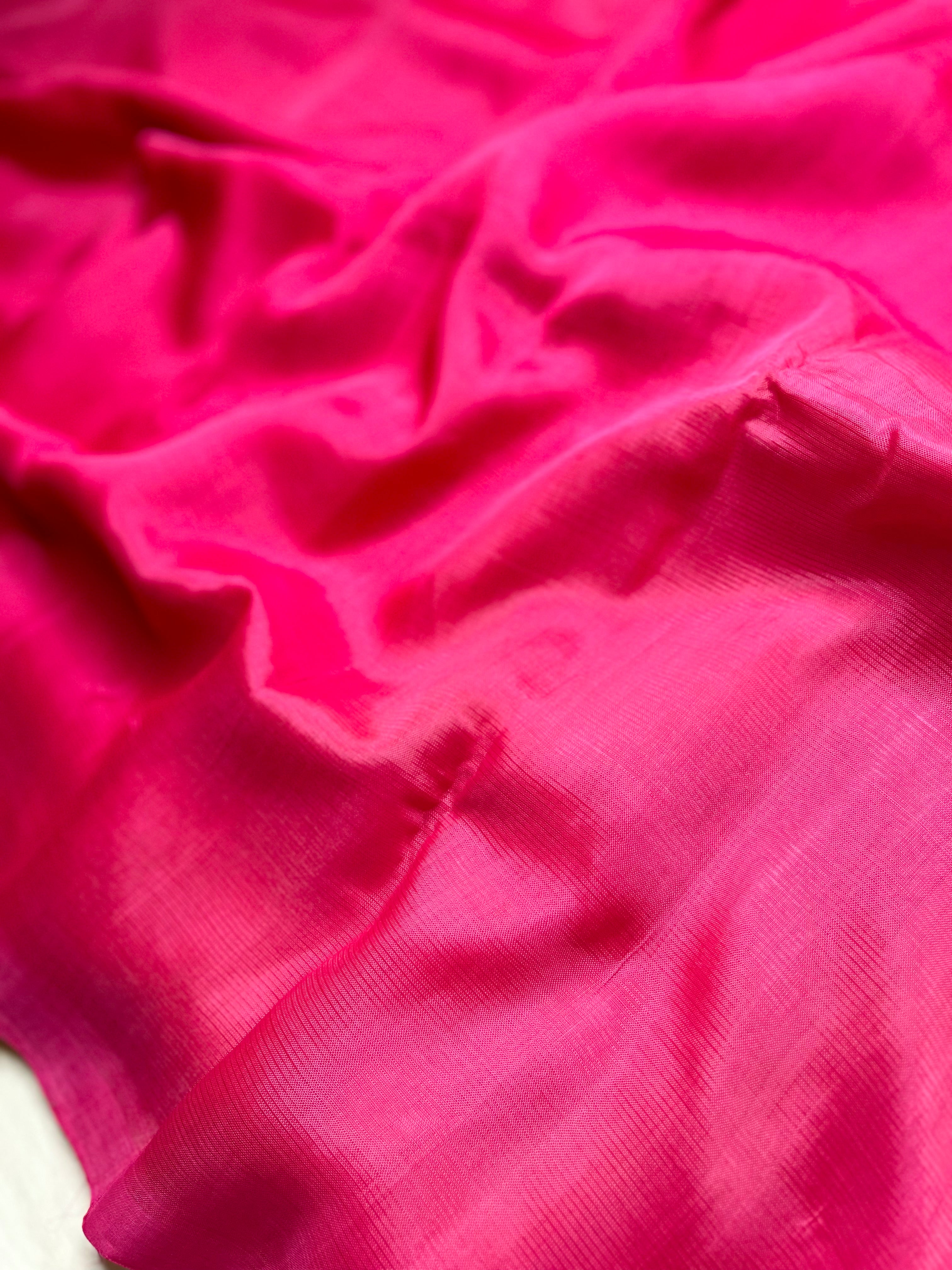 Handwoven Silk Cotton Saree - Persian Rose + Bright Sun