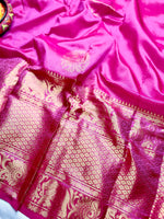 Load image into Gallery viewer, Handwoven Silk Cotton Saree - Persian Rose Pink
