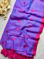 Load image into Gallery viewer, Handcrafted Cotton Saree - Medium Purple +  Poppy Red
