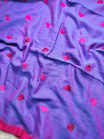Load image into Gallery viewer, Handcrafted Cotton Saree - Medium Purple +  Poppy Red
