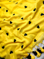 Load image into Gallery viewer, Handcrafted Cotton Saree -Ripe Lemon Yellow +Black
