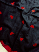 Load image into Gallery viewer, Handcrafted Cotton Saree - Black Pearl + Mexican Red
