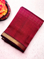 Load image into Gallery viewer, Handwoven Mangalgiri Silk Cotton Saree - Brick Red + Gold
